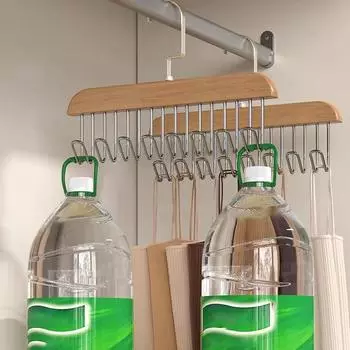 Стойка для хранения, подвесные многофункциональные крючки, большая емкость, противоскользящая, большая несущая способность, деревянная