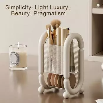 Стойка для хранения принадлежностей для волос и кисточек для макияжа, вместительный настольный органайзер с разделенными отсеками чёрный