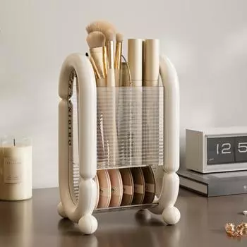 Стойка для хранения принадлежностей для волос и кистей для макияжа, вместительный настольный органайзер с чёрный