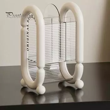 Стойка для хранения принадлежностей для волос и кисточек для макияжа, вместительный настольный органайзер с разделенными отсеками чёрный