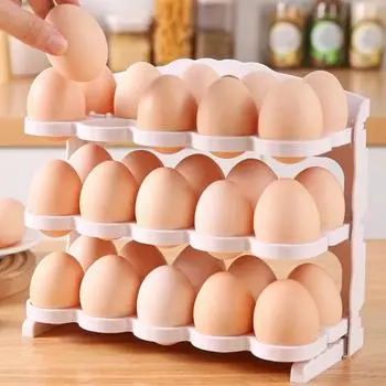 Стойка для хранения яиц Большая вместимость Складная конструкция Без сборки Холодильник Реверсивный Многослойный Яйцо