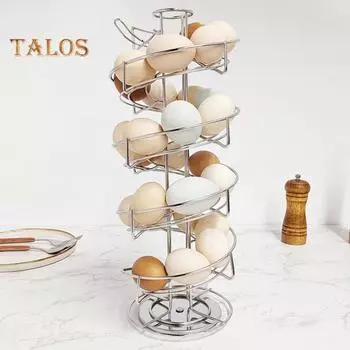 Стойка для хранения яиц с устойчивым основанием, большая вместимость, кухонная столешница, вращающаяся на 360 градусов, держатель для хранения яиц чёрный