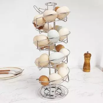 Стойка для хранения яиц с устойчивым основанием, большая вместимость, кухонная столешница, вращающаяся на 360 градусов, яйцо чёрный