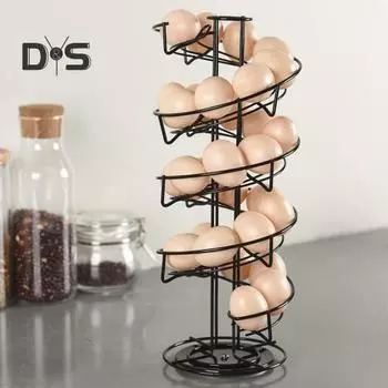 Стойка для хранения яиц с устойчивым основанием, большая вместимость, кухонная столешница, вращающаяся на 360 градусов, держатель для хранения яиц чёрный