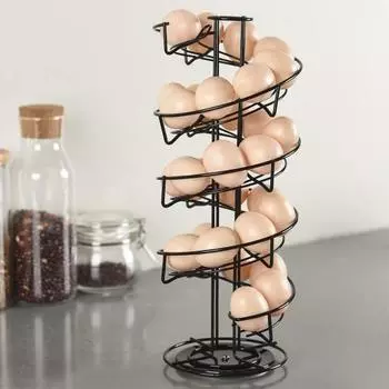 Стойка для хранения яиц с устойчивым основанием, большая вместимость, кухонная столешница, вращающаяся на 360 градусов, держатель для хранения яиц чёрный