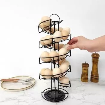 Стойка для хранения яиц Yousheng с устойчивым основанием, большая вместимость, кухонная столешница, вращающаяся на 360 градусов, держатель для хранения яиц чёрный