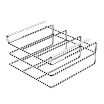 Стойка для хранения разделочных досок. Прочный металлический органайзер для разделочных досок, экономящий место, под полкой. 25cm серебряный