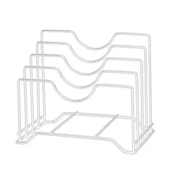 Стойка для хранения разделочных досок, железная, 4 слота, встроенный держатель для крышки кастрюли для кухонной столешницы, белая белый