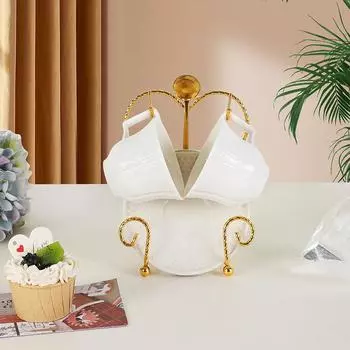 Стойка для хранения, роскошная стойка для чашек и блюдец для чая, металлические наборы чашек для кофе и чая, простая коробка для хранения кофе, подходящая для подноса для чая A