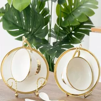 Стойка для хранения, роскошная стойка для чашек и блюдец для чая, металлические наборы чашек для кофе и чая, простая коробка для хранения кофе, подходящая для подноса для чая