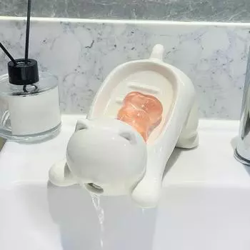 Стойка для хранения туалетных мыльниц с функцией слива, держатель для мыла в виде мультяшного кота, многофункциональный органайзер для ванной комнаты жёлтый