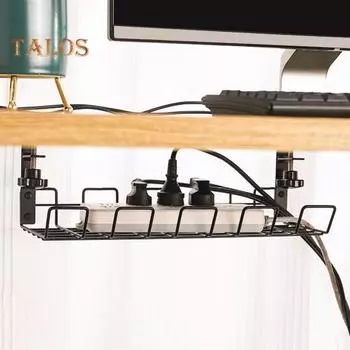 Стойка для хранения, устойчивая к ржавчине, прочная, несущая, простая установка, компьютерный стол, корзина для проводов, универсальный органайзер для шнура белый