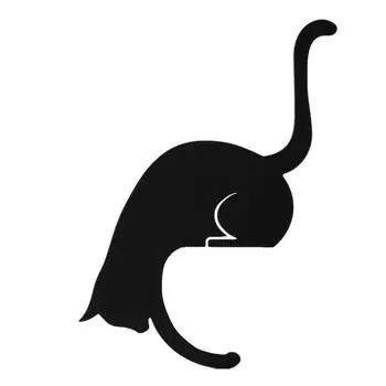 Стойка для хранения Вешалка Крючок Сильная несущая способность Легко установить Декоративный настенный/дверной деревянный крючок в форме кошки Вешалка для ключей чёрный