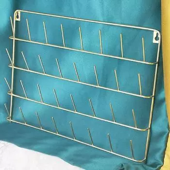 Стойка для катушек с нитками, настенный держатель для хранения, устойчивый к коррозии, настенный держатель для катушек с нитками, органайзер для сережек, ожерелий золотистый