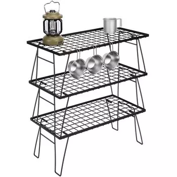 Стойка для кемпинга GAWOOW Field Rack складная черная 3 шт.