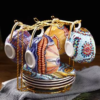 Стойка для кофейных чашек и блюдец вмещает 6 кофейных чашек и 6 тарелок, кухонная стойка для сушки, прочная современная подставка для кружек для столешницы