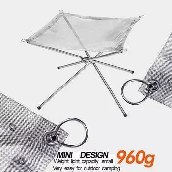 Стойка для костра из нержавеющей стали для кемпинга на открытом воздухе, складная сетчатая костровая яма, дровяная печь, стойка для костра, садовый костер для барбекю на заднем дворе