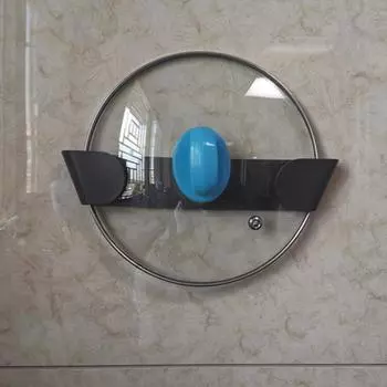 Стойка для крышки кастрюли Настенная бытовая многофункциональная полка без отверстий для крышки кастрюли Кухонная полка для хранения 3set чёрный