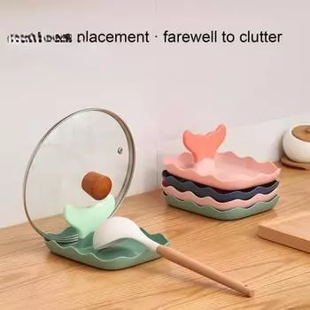 Стойка для крышки кастрюли с дизайном «рыбий хвост», стабильная, из полипропилена, легко чистится, держатель для крышки кастрюли, кухонные инструменты синий