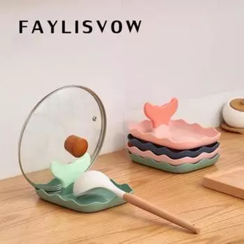 Стойка для крышки кастрюли с дизайном «рыбий хвост», стабильная, из полипропилена, легко чистится, держатель для крышки кастрюли, кухонные инструменты