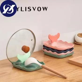 Стойка для крышки кастрюли с дизайном «рыбий хвост», стабильная, из полипропилена, легко чистится, держатель для крышки кастрюли, кухонные инструменты розовый