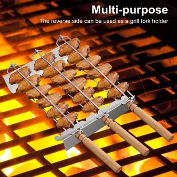 Стойка для куриных крыльев для гриля, металлическая вилка для барбекю, стойки для крыльев, зажимной держатель для крыльев, палочки для шампуров для барбекю, инструмент для барбекю A