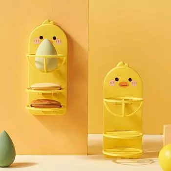 Стойка для макияжа, настенная, очаровательный внешний вид, пластиковая стойка для макияжа, подставка для яиц, подставка для сушки губки, держатель жёлтый