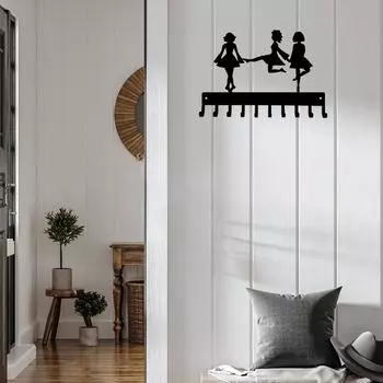 Стойка для медалей ирландского танцевального трио танцоров - 14,5 с 10 крючками, металлический настенный органайзер для демонстрации произведений искусства, настенный декор для медалей светло-серый