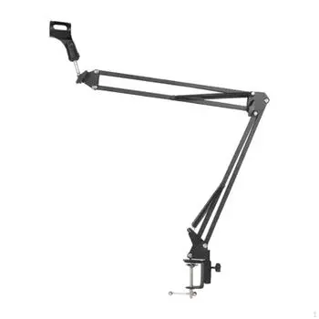 Стойка для микрофона с микрофонным зажимом, металлический подвес, компактная регулируемая настольная штанга для