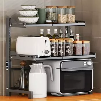 Стойка для микроволновки, стойка для тостера, телескопическая, ширина, высота, регулируемая, глубина 33 см, кухонная полка, полка для хранения на плите, полка для микроволновки для офисного хранения