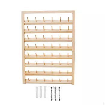 Стойка для ниток с крючками для подвешивания, простая в использовании, держатель для катушек с хлопком, швейный органайзер, катушка из дерева