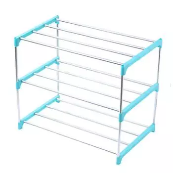 Стойка для обуви из нержавеющей стали, многослойная, сборная, стеллаж для хранения обуви, своими руками, усиленная, для дома, зеленая 3 темно-синий