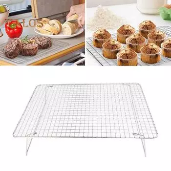 Стойка для охлаждения тортов из нержавеющей стали, штабелируемые решетки для выпечки, готовки, складная, прочная, экономящая место стойка для выпечки серебряный