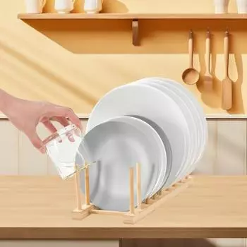 Стойка для окрашивания посуды, 4/6/8 решеток, толстая древесина, устойчивая, противоскользящая, крышка шкафа, тарелка, органайзер для чашек, держатель для разделочной доски, дренажная подставка для организации посуды 4Grid