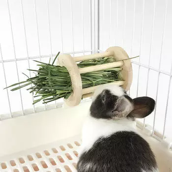 Стойка для подачи сена для кроликов Подвесная станция для кормления Легко устанавливается Меньше отходов Пищевые отходы Цилиндрическая древесина