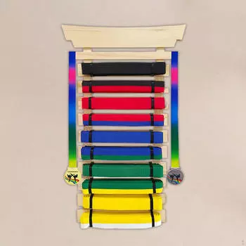 Стойка для показа поясов каратэ, боевые искусства, дисплей, органайзер, улучшенная деревянная подвеска