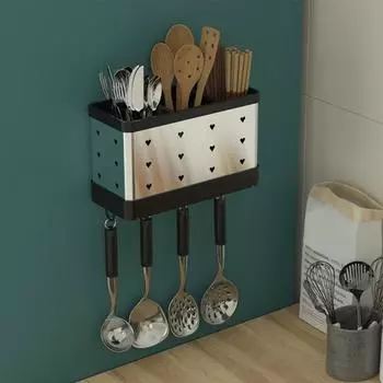 Стойка для посуды, настенная стойка из нержавеющей стали, кухонная посуда, держатель для хранения кухонных принадлежностей для дома серебряный