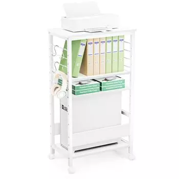 Стойка для процессора DEWEL Computer Wagon с роликами Ширина 60 Глубина 35 Высота 105 см 4-уровневая регулируемая тонкая боковая полка для игрового ПК Хранение ноутбука Принтер