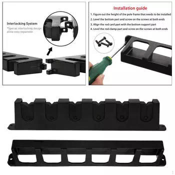 Стойка для рыбалки на 6 удочек для настенного крепления в гараже