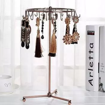 Стойка для сережек 23 крючка для хранения женских ювелирных изделий, домашний декор, настольный органайзер, подставка для дисплея бронзовый