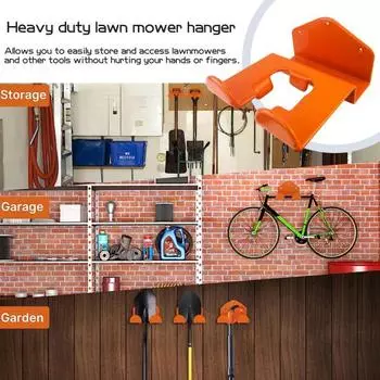 Стойка для триммера, настенное крепление, вешалка для травок Weedeater, прочные стальные крючки для газонокосилки, органайзер для гаража для кустореза, садовый электроинструмент 1pc чёрный