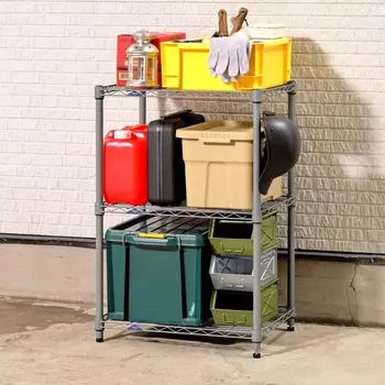 Стойка для уличного использования Doshisha, устойчивая к ржавчине, ширина 60 см, светящаяся наружная стойка серого цвета, 3 яруса, ширина 61 см, глубина 46 см, высота 90 см, диаметр стойки 25 мм, стальная стойка серый