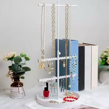 Ювелирная стойка Yousheng, регулируемая по высоте, 3-уровневая, органайзер для ювелирных изделий, стильная стойка для ожерелий и сережек для дома белый