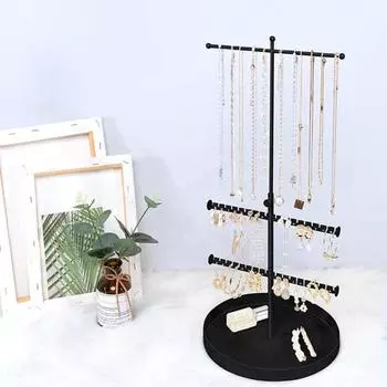 Стойка для ювелирных изделий, регулируемая высота, 3-уровневый органайзер для ювелирных изделий, подставка, стильная стойка для демонстрации ожерелья и сережек для дома белый