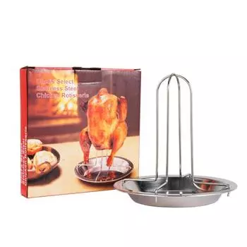 Стойка для жарки курицы, подставка для гриля из нержавеющей стали, кухонные принадлежности для барбекю на открытом воздухе, антипригарная тарелка для жарки курицы