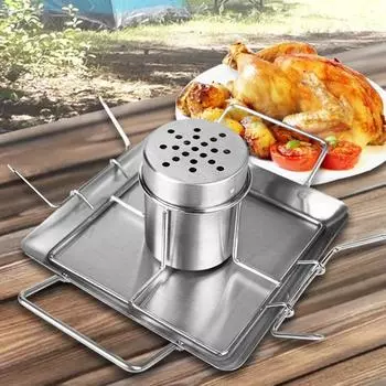 Стойка для жаркого из индейки, легко чистящаяся, многофункциональный держатель для курицы-барбекю, стойка для гриля из нержавеющей стали для домашнего пикника