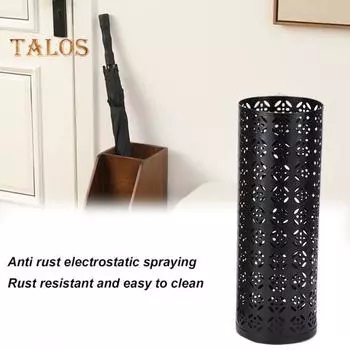 Стойка для зонтов, нержавеющая, устойчивая к коррозии, компактная конструкция, металлический полый отдельно стоящий круглый держатель для зонтов, органайзер, ящик Triangle чёрный