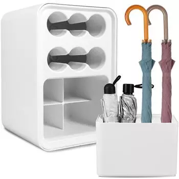 Стойка для зонтов с поддоном для сбора капель, отдельно стоящая стойка для хранения зонтов у входа, водонепроницаемое ведро для тростей чёрный