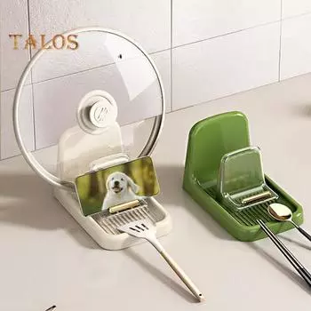 Стойка с крышкой для кастрюли, пластиковый держатель для ложки, подставка, кухонный органайзер, вилка, лопаточка, полка с крышкой для кастрюли белый