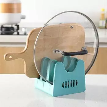 Стойка с крышкой для кастрюли, прочный стоячий тип, дизайн слота для карт, счетчик для хранения, кухонные аксессуары серый